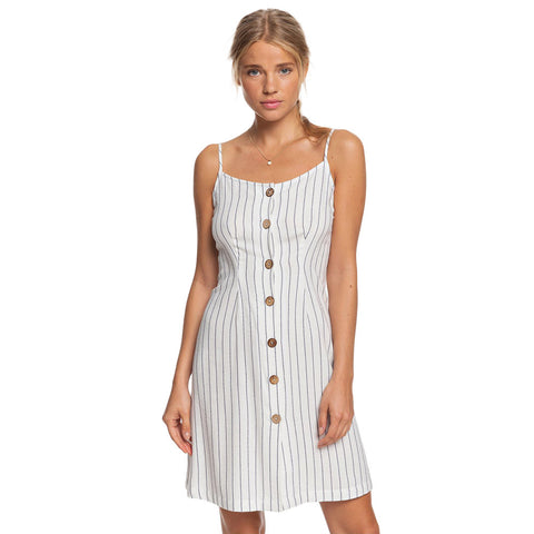 Roxy Sweet About Me Strappy Buttoned Dress - Mood Indigo Bicostripes