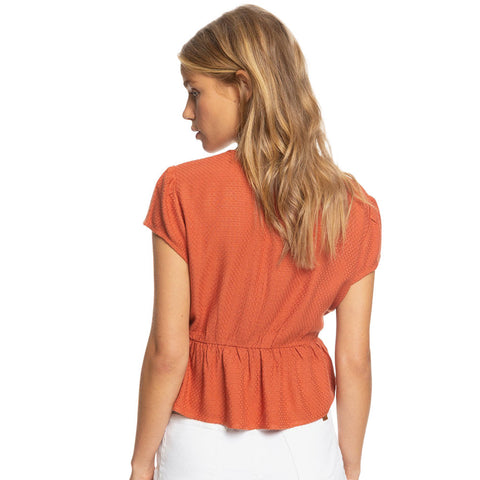 Roxy Sweet Release Short Sleeve Crop Top - Bruschetta