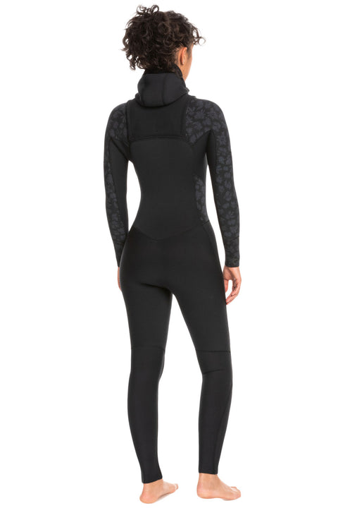 Roxy 5/4/3 Swell Series Chest Zip Hooded Wetsuit - Black