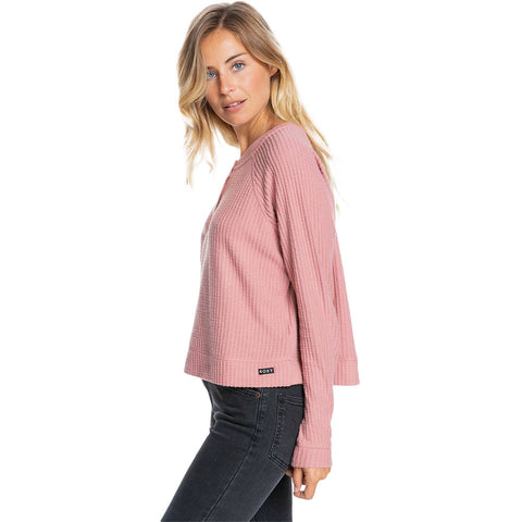 Roxy Take It Home Waffle Knit Sweater - Ash Rose