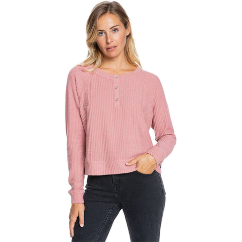 Roxy Take It Home Waffle Knit Sweater - Ash Rose