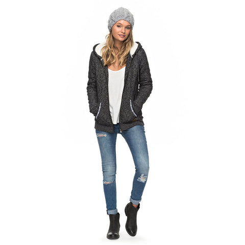 Roxy Trippin Sherpa Zip Up Hoodie - Anthracite Heather