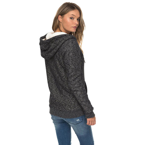 Roxy Trippin Sherpa Zip Up Hoodie - Anthracite Heather