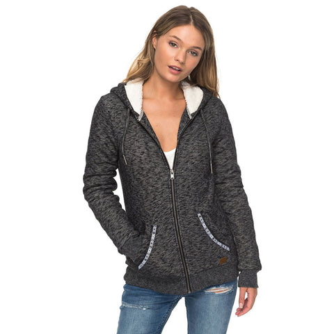 Roxy Trippin Sherpa Zip Up Hoodie - Anthracite Heather