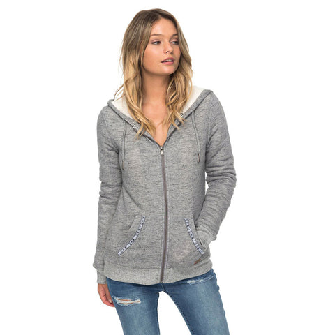 Roxy Trippin Sherpa Zip Up Hoodie - Charcoal Heather