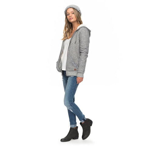 Roxy Trippin Sherpa Zip Up Hoodie - Charcoal Heather