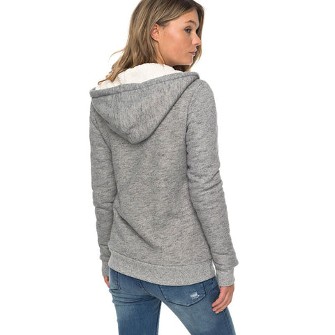 Roxy Trippin Sherpa Zip Up Hoodie - Charcoal Heather