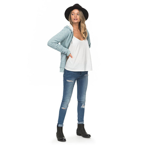 Roxy Trippin Sherpa Zip Up Hoodie - Pacific Heather