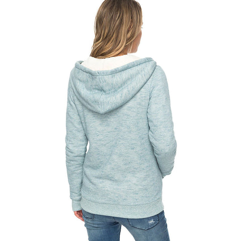 Roxy Trippin Sherpa Zip Up Hoodie - Pacific Heather