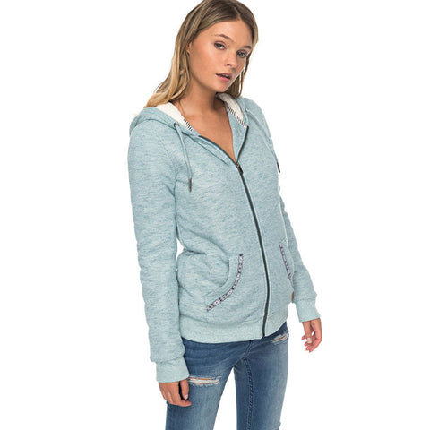Roxy Trippin Sherpa Zip Up Hoodie - Pacific Heather