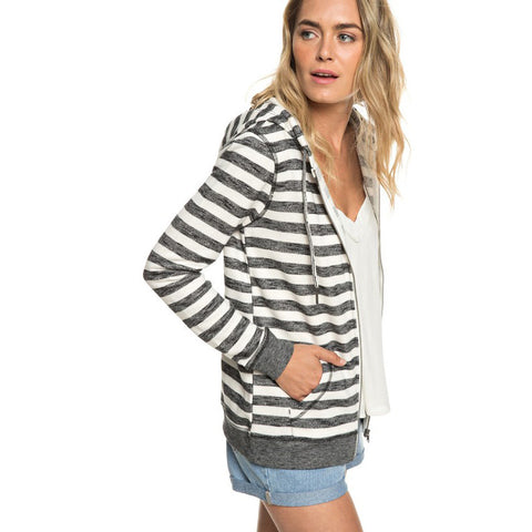 Roxy Trippin Zip Up Hoodie - Black 2x2 Stripe