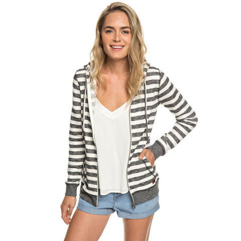 Roxy Trippin Zip Up Hoodie - Black 2x2 Stripe