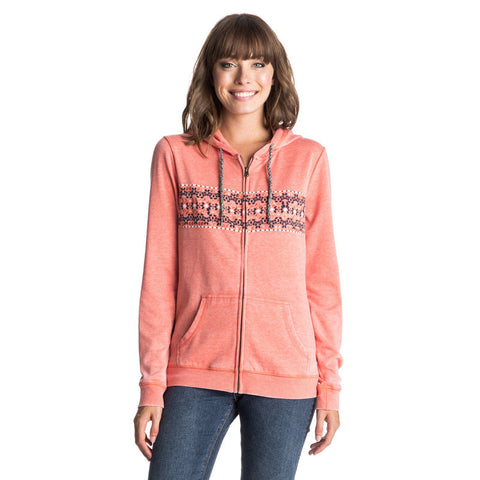 Roxy Tropical Bazaar Mosaic Zip Hoodie - Living Coral