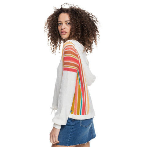 Roxy Turning Out Hooded Sweater - Snow White Aloha Stripe