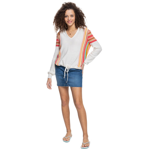 Roxy Turning Out Hooded Sweater - Snow White Aloha Stripe