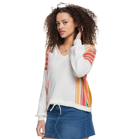 Roxy Turning Out Hooded Sweater - Snow White Aloha Stripe