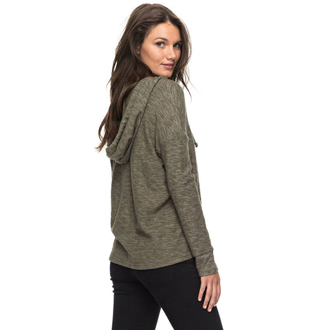 Roxy Wanted and Wild L/S Hooded Top - Dusty Olive