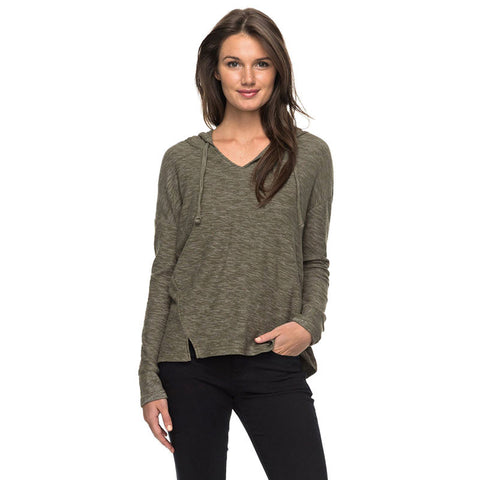 Roxy Wanted and Wild L/S Hooded Top - Dusty Olive