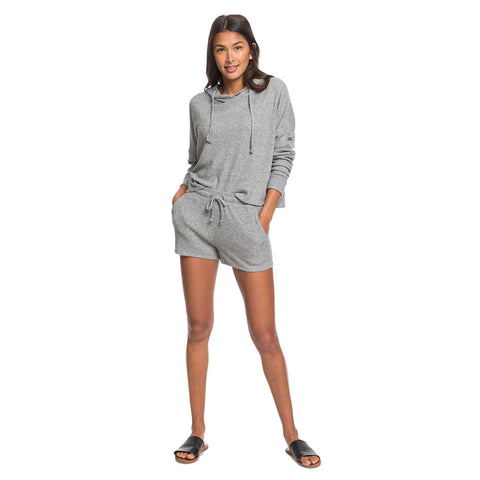 Roxy Way Back When Hooded Long Sleeve Rib Knit Top - Heritage Heather