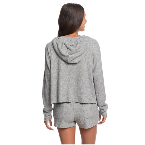 Roxy Way Back When Hooded Long Sleeve Rib Knit Top - Heritage Heather