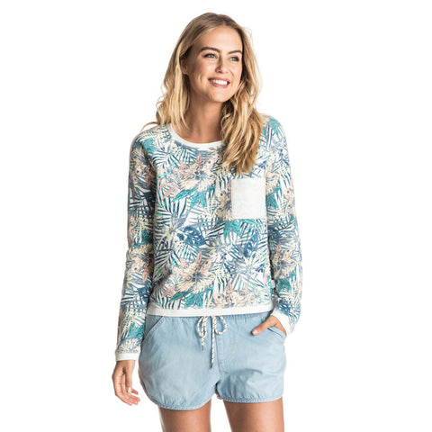 Roxy Whitewater Waves Pullover Sweatshirt - Marshmallow Beyond Love