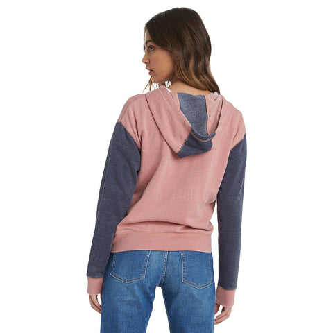 Roxy Wind Down Zip Up Hoodie - Ash Rose