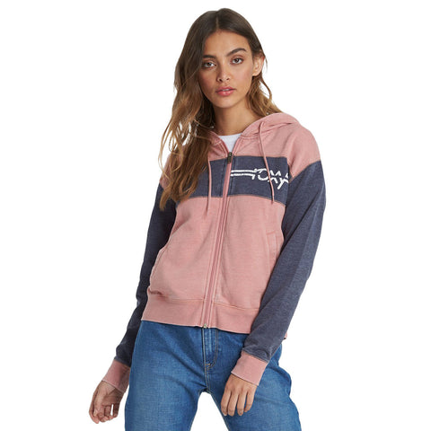 Roxy Wind Down Zip Up Hoodie - Ash Rose