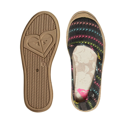 Roxy Girls Flamenco Slip On Shoes - Black Print