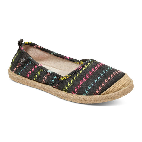 Roxy Girls Flamenco Slip On Shoes - Black Print