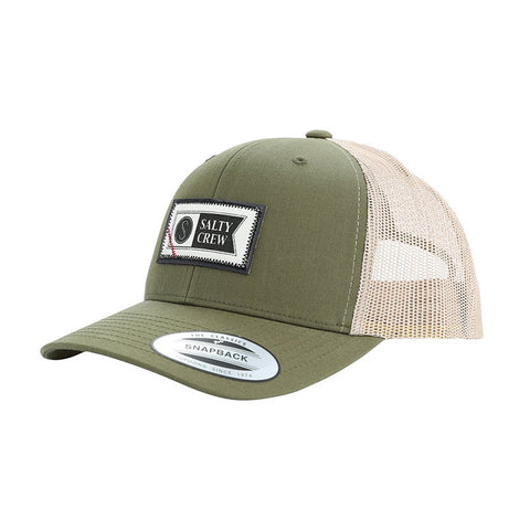 Salty Crew Topstitch Retro Trucker Hat - Moss / Khaki