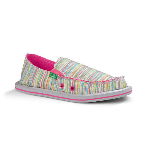 Sanuk Donna Girls Kids Sidewalk Surfers - Aqua / Pink Stripe