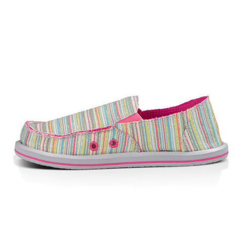 Sanuk Donna Girls Kids Sidewalk Surfers - Aqua / Pink Stripe