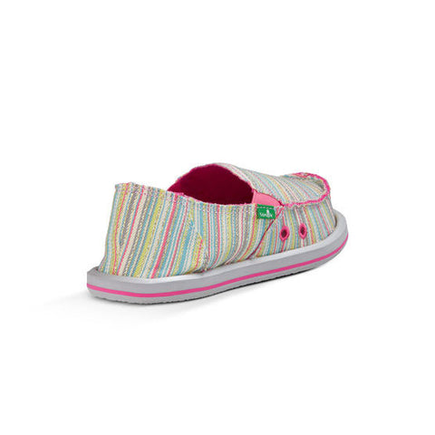 Sanuk Donna Girls Kids Sidewalk Surfers - Aqua / Pink Stripe