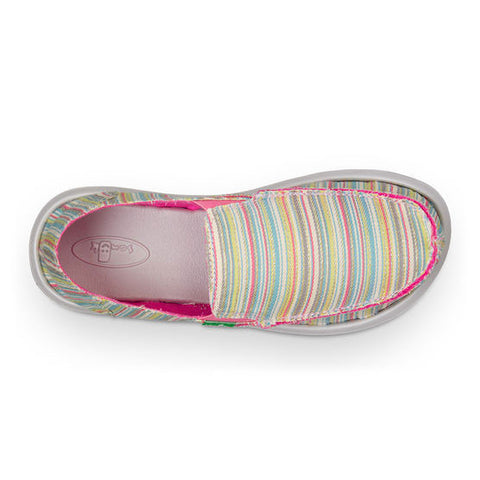 Sanuk Donna Girls Kids Sidewalk Surfers - Aqua / Pink Stripe