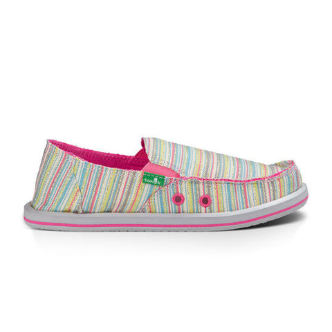 Sanuk Donna Girls Kids Sidewalk Surfers - Aqua / Pink Stripe