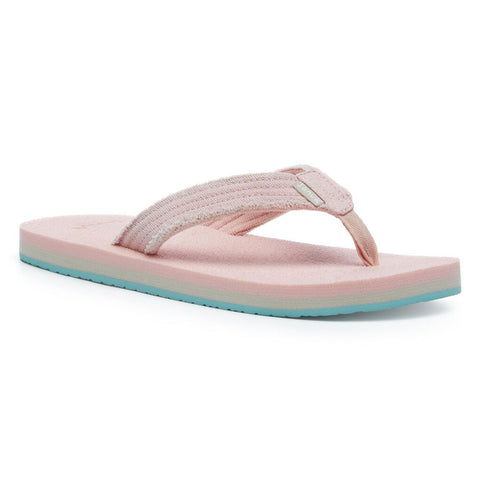 Sanuk Youth Fraidy Stacker Canvas Flip Flops - Pink Salt