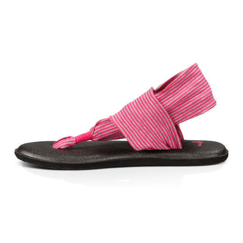 Sanuk Yoga Sling Girls Youth Sandal - Fuchsia / Purple Stripes