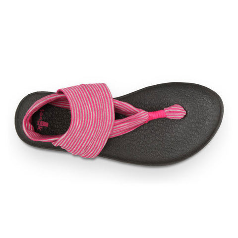 Sanuk Yoga Sling Girls Youth Sandal - Fuchsia / Purple Stripes