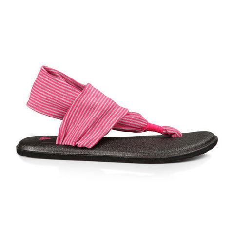 Sanuk Yoga Sling Girls Youth Sandal - Fuchsia / Purple Stripes
