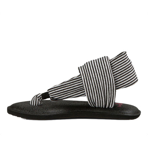 Sanuk Yoga Sling Girls Youth Sandal - Black / White Stripes