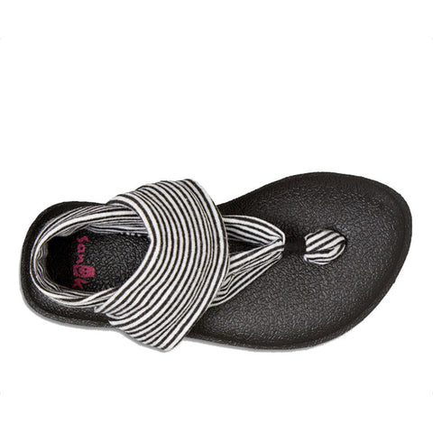 Sanuk Yoga Sling Girls Youth Sandal - Black / White Stripes
