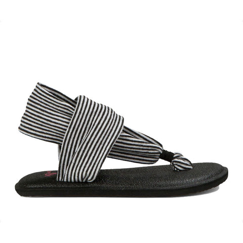 Sanuk Yoga Sling Girls Youth Sandal - Black / White Stripes