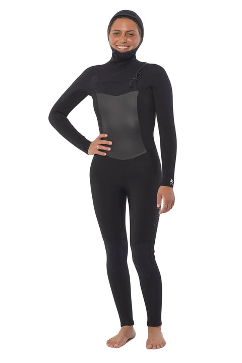 SisstrEvolution 7 Seas 6/5 Hooded Chest Zip Wetsuit - Solid Black