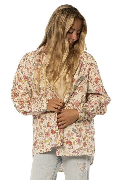 SisstrEvolution Burst Of Life L/S Woven Top - Biscotti
