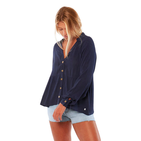 SisstrEvolution Daydreamer L/S Woven Blouse - Deep Water