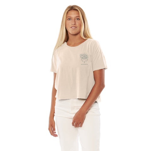 SisstrEvolution Eye Of The Ocean Crop Knit Tee - Pink Glow