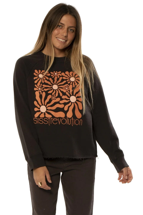 SisstrEvolution Flowering Illusion L/S Crew - Charcoal