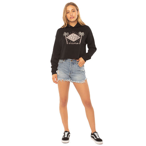SisstrEvolution Island Mind Crop Hoodie - Black