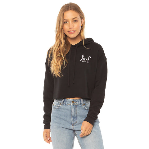 SisstrEvolution Surf Cats Crop Hoodie - Black
