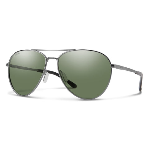 Smith Layback Sunglasses - Matte Dark Ruthenium / Polarized Gray Green